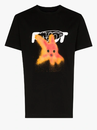 Shop Off-white Mens Black Pivot Fish Graphic Print T-shirt