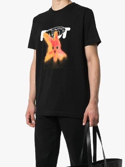 Shop Off-white Mens Black Pivot Fish Graphic Print T-shirt