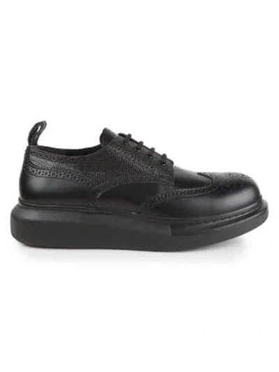 Shop Alexander Mcqueen Brogue Platform Leather Shoes In Black