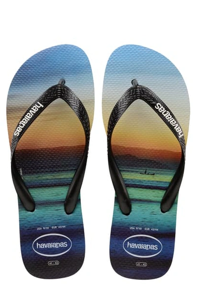 Shop Havaianas 'hype' Flip Flop In Black/ Black/ White