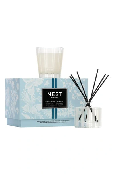 Shop Nest Fragrances Petite Candle & Diffuser Set In Ocean Mist And Sea Salt