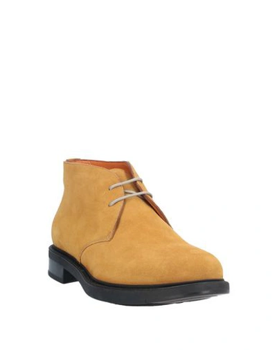 Shop Santoni Man Ankle Boots Ocher Size 12 Leather In Yellow