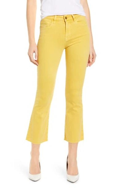 Shop Frame Cloud Collection Le Crop Mini Boot High Waist Raw Hem Jeans In Citrine