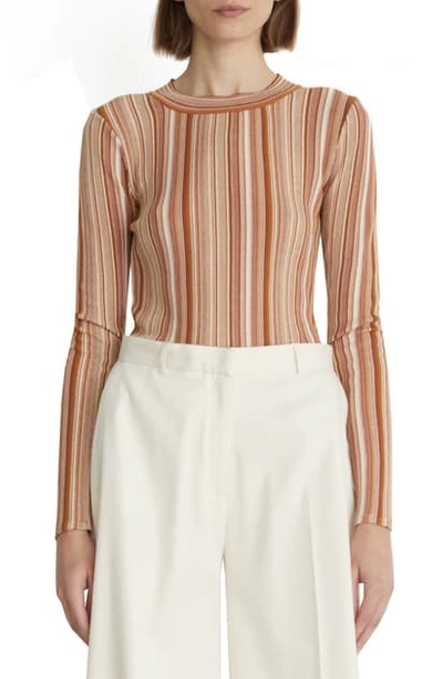 Shop Rodebjer Vala Stripe Cotton Sweater In Faded Terracotta