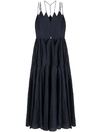 Shop Litkovskaya Flared Skirt Maxi Dress In Blue