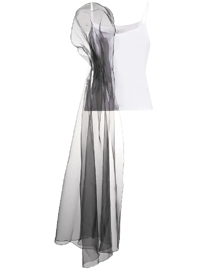 Shop Quetsche Tulle-detail Vest Top In White