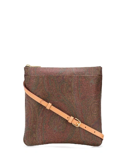 Shop Etro Pailey Embossed Shoulder Bag In Brown