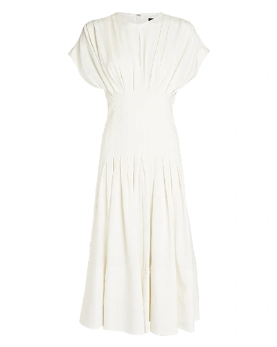 Shop Proenza Schouler Textured Crepe Fitted Waist Dress In Ivory