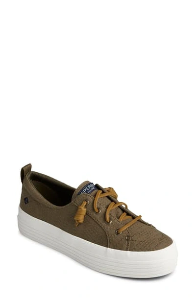 Shop Sperry Crest Vibe Slip-on Platform Sneaker In Olive Smocked Fabric