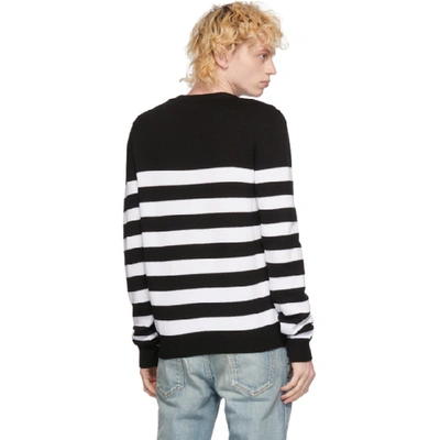 Shop Balmain White & Black Wool Nautical Sweater In Eab Noirblc