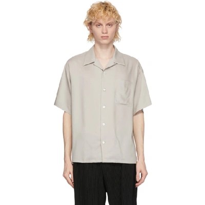 Shop N.hoolywood Grey Elongated Revere Collar Shirt In Gray