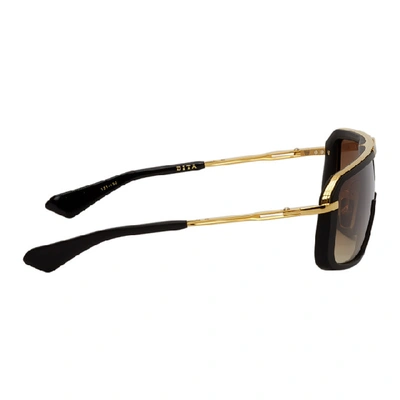 Shop Dita Black And Gold Mach-eight Sunglasses In Matblk