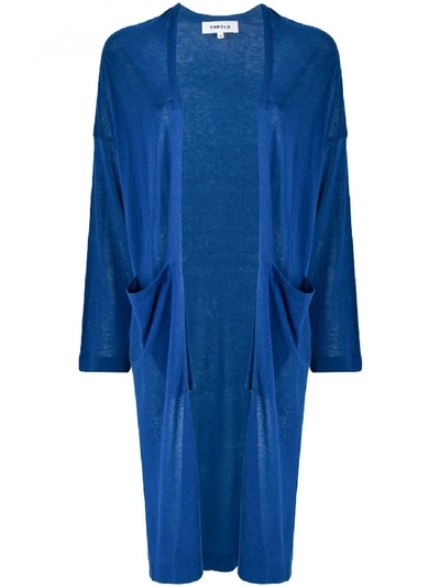 Shop Enföld Cotton Linen Blend Cardigan In Blue