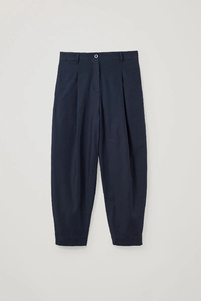 Shop Cos Rounded Cotton Trousers In Blue