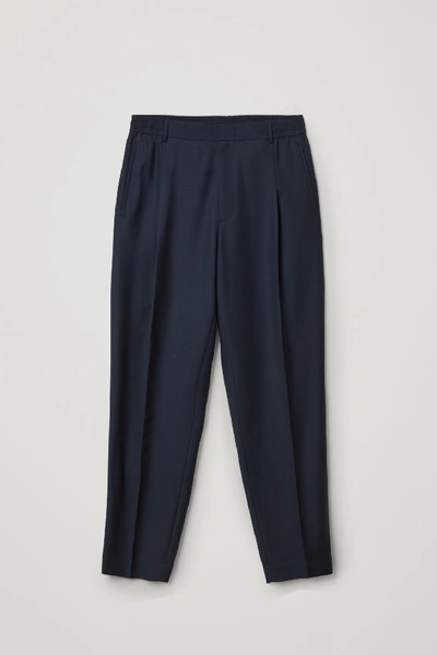Shop Cos Wool Relaxed Pleated Pants In Blue