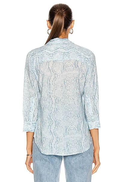 Shop L Agence Ryan 3/4 Sleeve Blouse In Cool Blue & Ivory