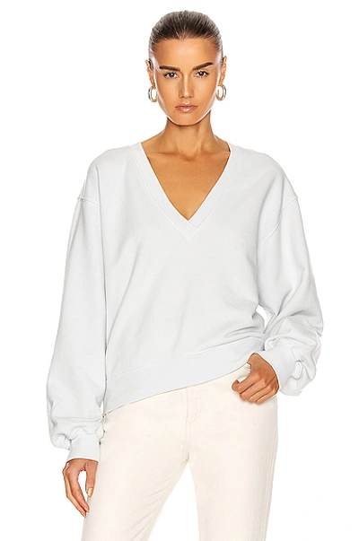 Shop Agolde V Neck Balloon Sleeve Sweatshirt In Cascade