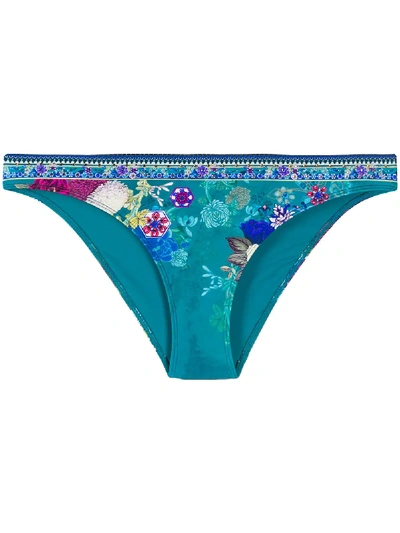 Shop Camilla Floral-print Bikini Briefs In Blue