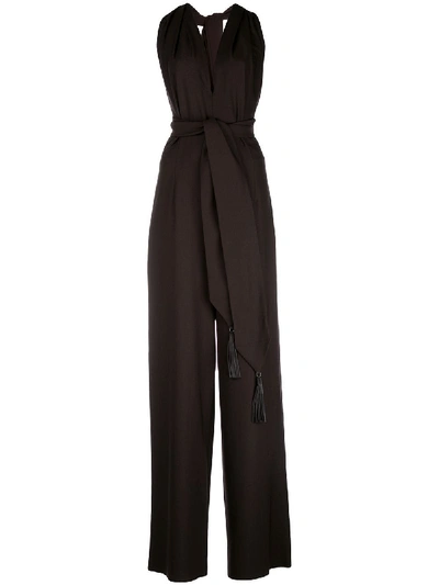 Shop Ferragamo Brown Halter Jumpsuit