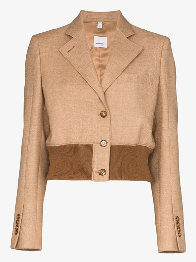 Shop Burberry Sandrine Cropped Blazer In Brown