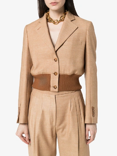 Shop Burberry Sandrine Cropped Blazer In Brown