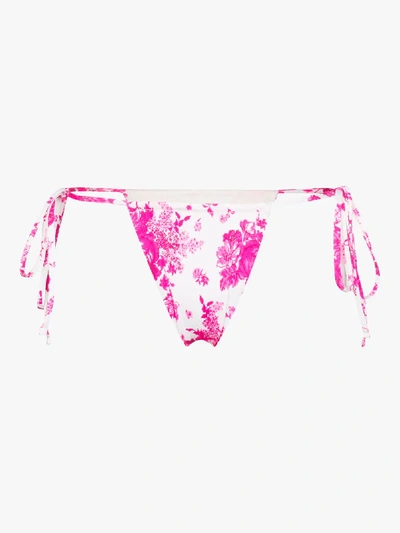 Shop Frankies Bikinis Tavi Floral Print Bikini Bottoms In Pink