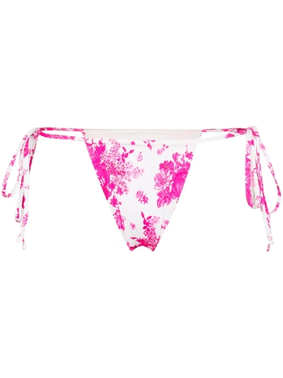 Shop Frankies Bikinis Tavi Floral Print Bikini Bottoms In Pink