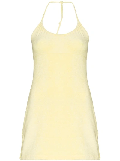 Shop Frankies Bikinis Gigi Halterneck Mini Dress In Yellow