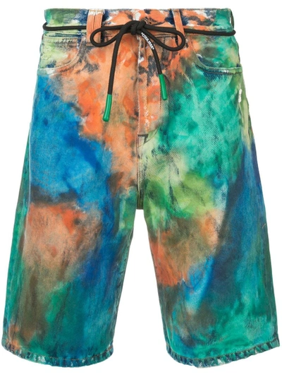 Shop Off-white Tie Dye Denim Short