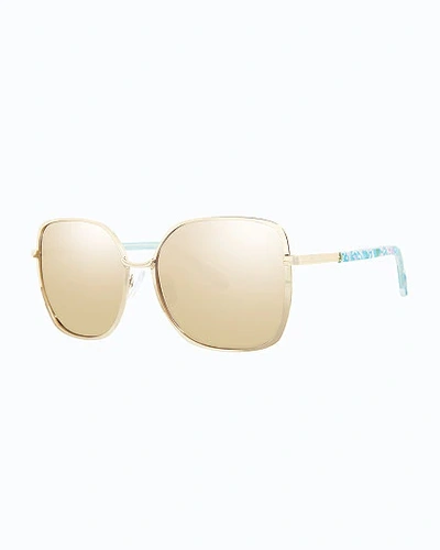 Shop Lilly Pulitzer Lilibeth Sunglasses In Gold Metallic Aqua La Vista