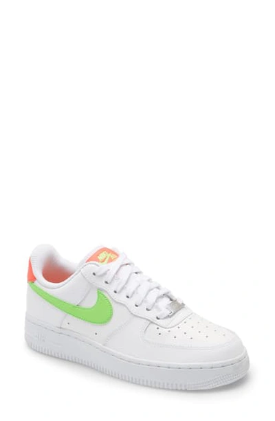 Shop Nike Air Force 1 Low Ess Sneaker In White/laser Crimson/ Green