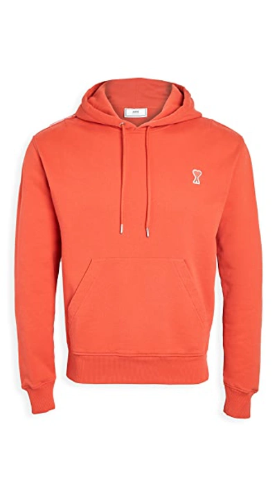 Shop Ami Alexandre Mattiussi Ami Heart Pullover Hoodie In Rouge