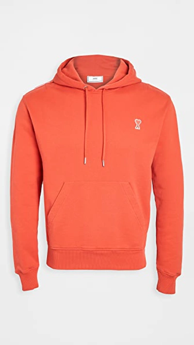 Shop Ami Alexandre Mattiussi Ami Heart Pullover Hoodie In Rouge