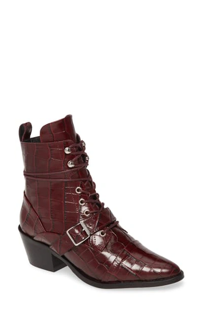 Allsaints Katy Boot In Berry Croc Leather | ModeSens