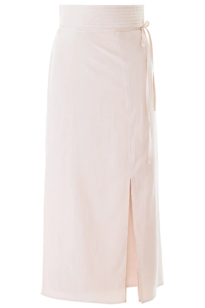 Shop Lemaire Midi Skirt In Pink,beige