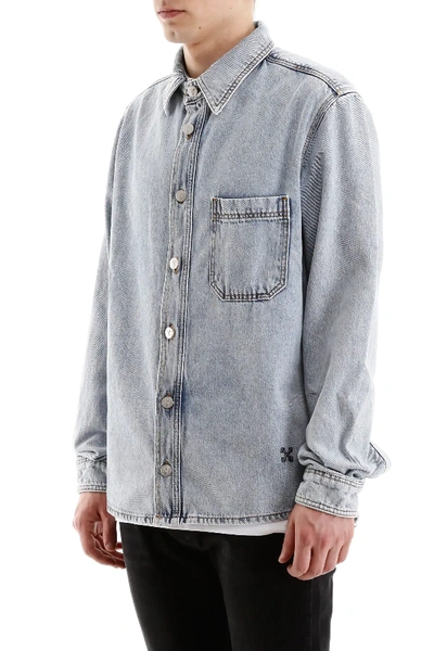 Shop Off-white Printed Denim Shirt In Blue