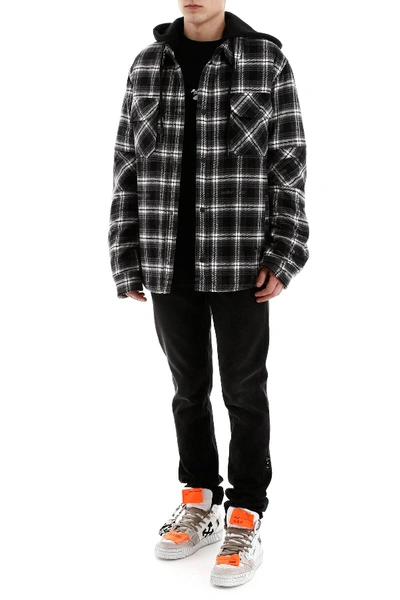 Shop Off-white Tartan Padded Jacket In Black,grey,white