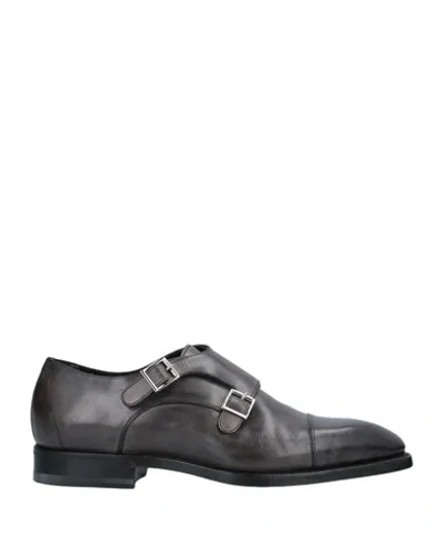 Shop Santoni Loafers In Steel Grey