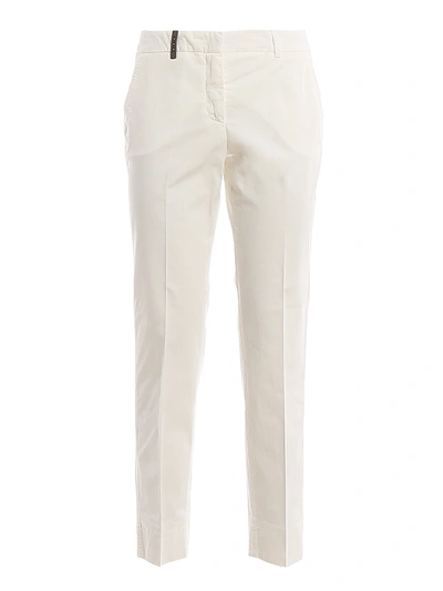 Shop Peserico Slim Crop Cotton Trousers In White