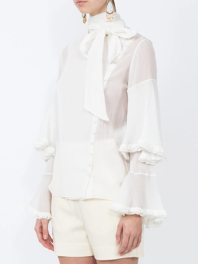 Shop Chloé Asymmetric Bow Blouse, White White