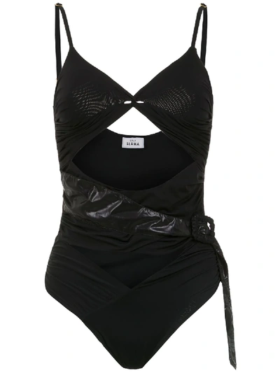 Shop Amir Slama Swimsuit With Cut Details In Black