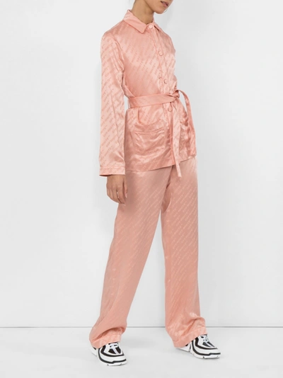 Shop Off-white Belted Logo Pajama Shirt Pink