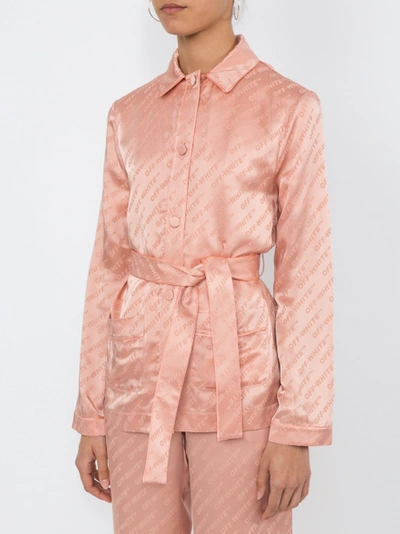 Shop Off-white Belted Logo Pajama Shirt Pink