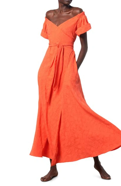 Shop Mara Hoffman Adelina Maxi Wrap Dress In Orange