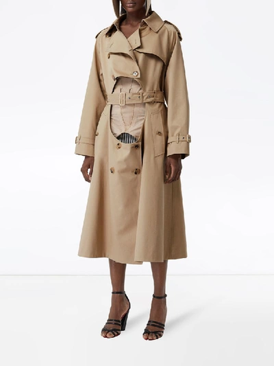Shop Burberry Step-through Trench Coat In Neutrals