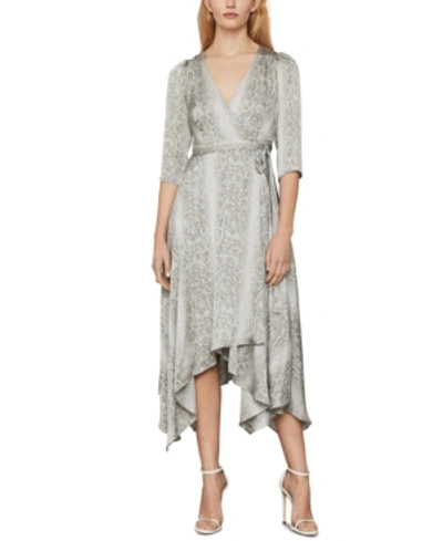 Shop Bcbgmaxazria Snake-embossed Wrap Dress In Grey Frost Python Skin