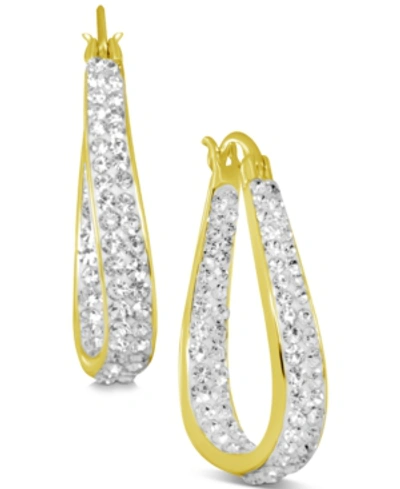Shop Essentials Crystal Oval In & Out Hoop Earrings In Gold-plate
