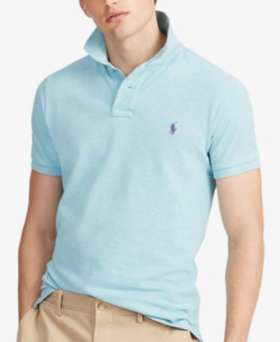 Shop Polo Ralph Lauren Men's Classic Fit Mesh Polo In Watch Hill Blue Heather