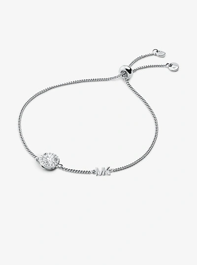 Shop Michael Kors Precious Metal-plated Sterling Silver Pavé Halo Slider Bracelet