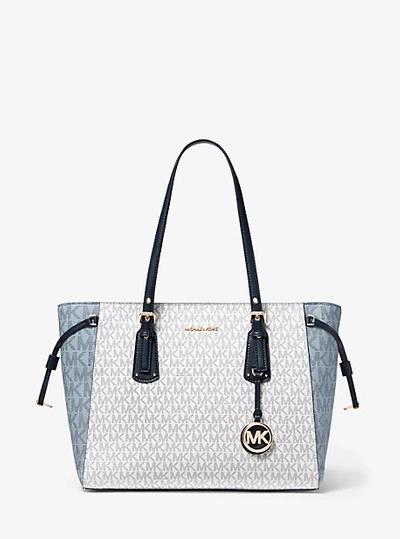 Michael Kors Voyager Medium Logo Tote Bag For Women (White, FS)